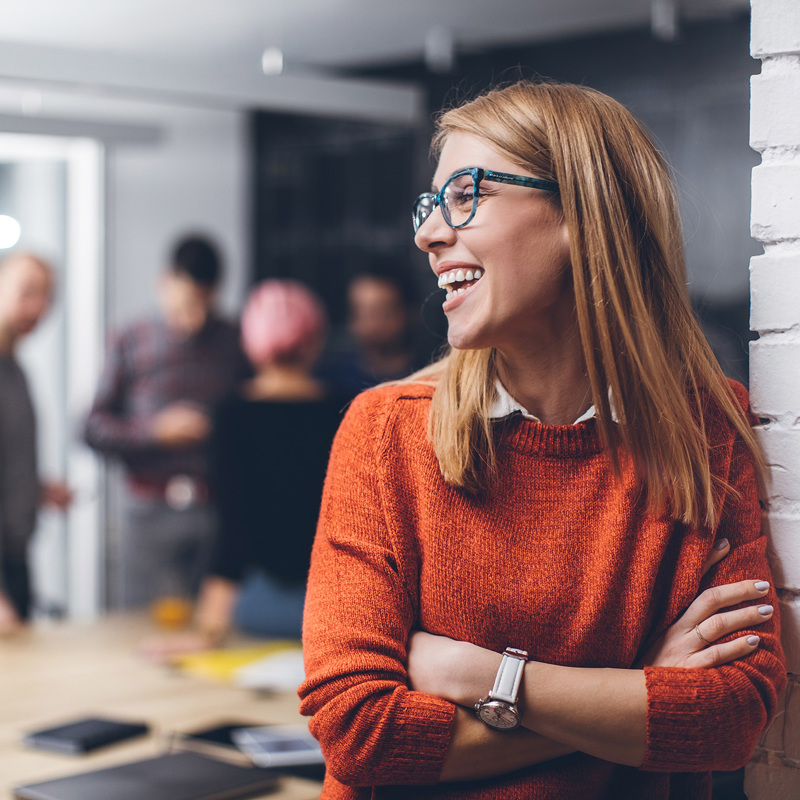 Corporate female with glasses