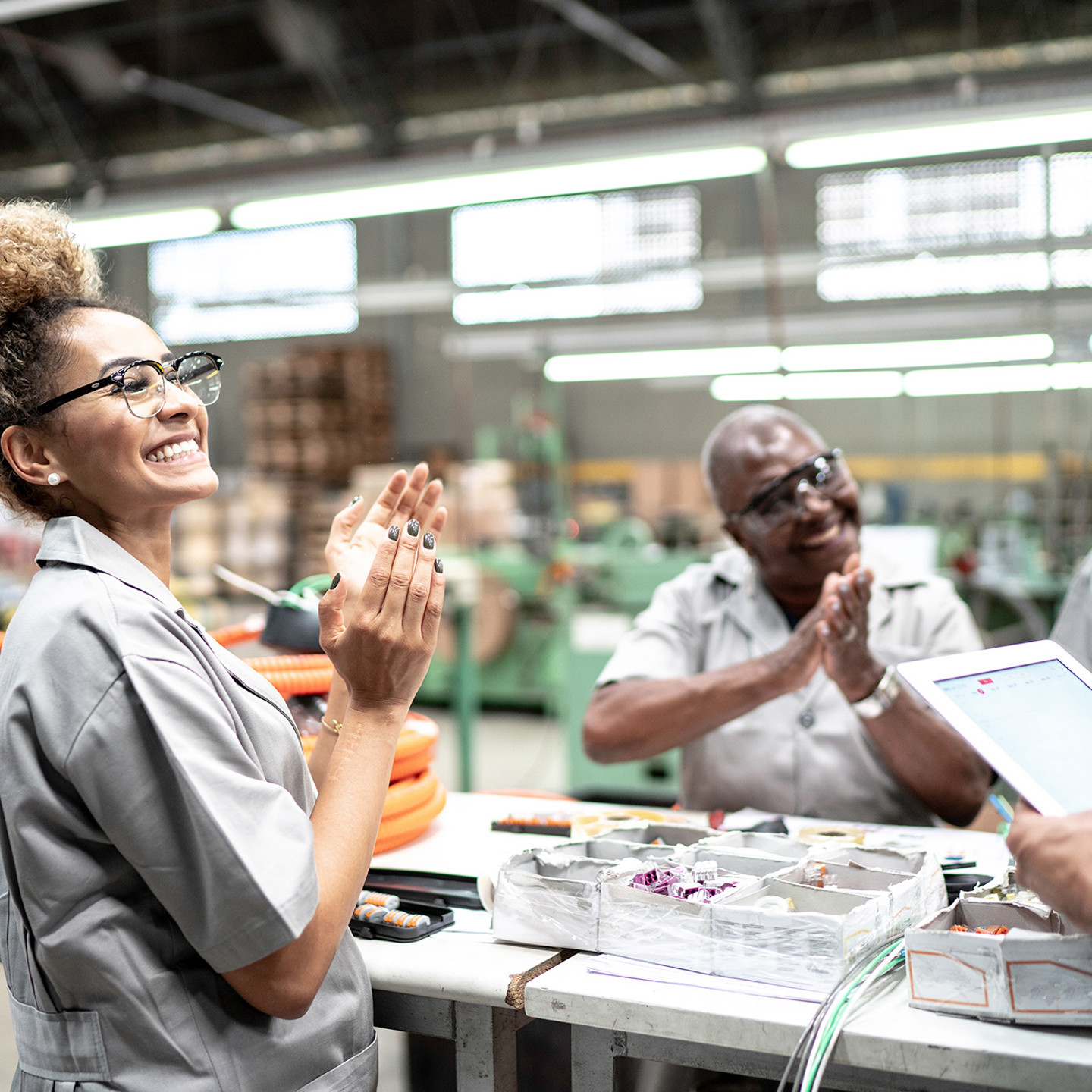 Group of manufacturing plant employees 