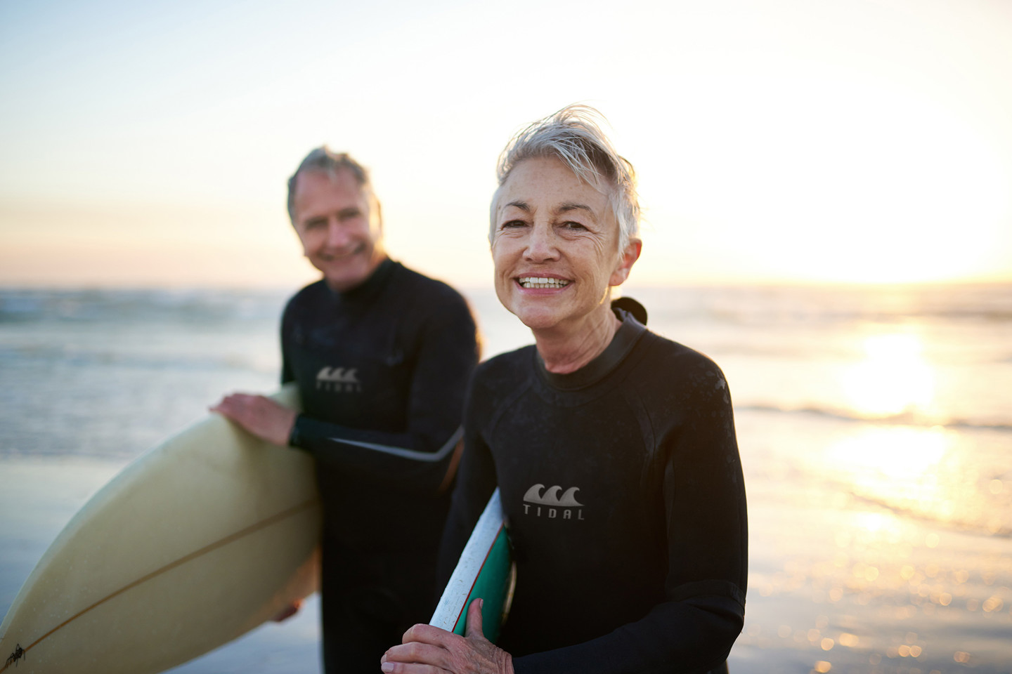 Retired couple after surfing